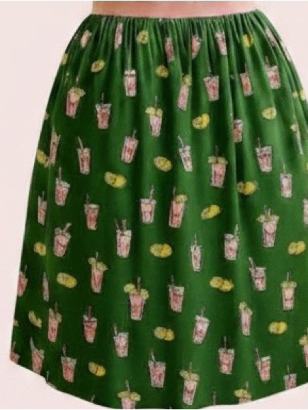 ModCloth Green Novelty Cocktail Drink Print Fit & Flare Dress NWOT Size M - Picture 6 of 9